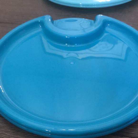 Pampered chef party plates set six teal lime green turquoise excellent condition - Picture 4 of 6